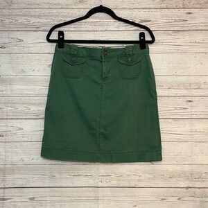 Old Navy Green Cotton Utility Mini Skirt Size 6 Button Flap Pockets Casual